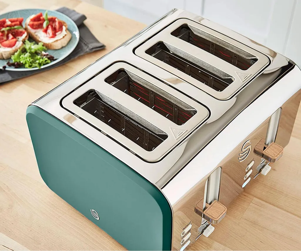 Grille-pain 4 tranches design scandinave Swan avec fentes larges vert - 3