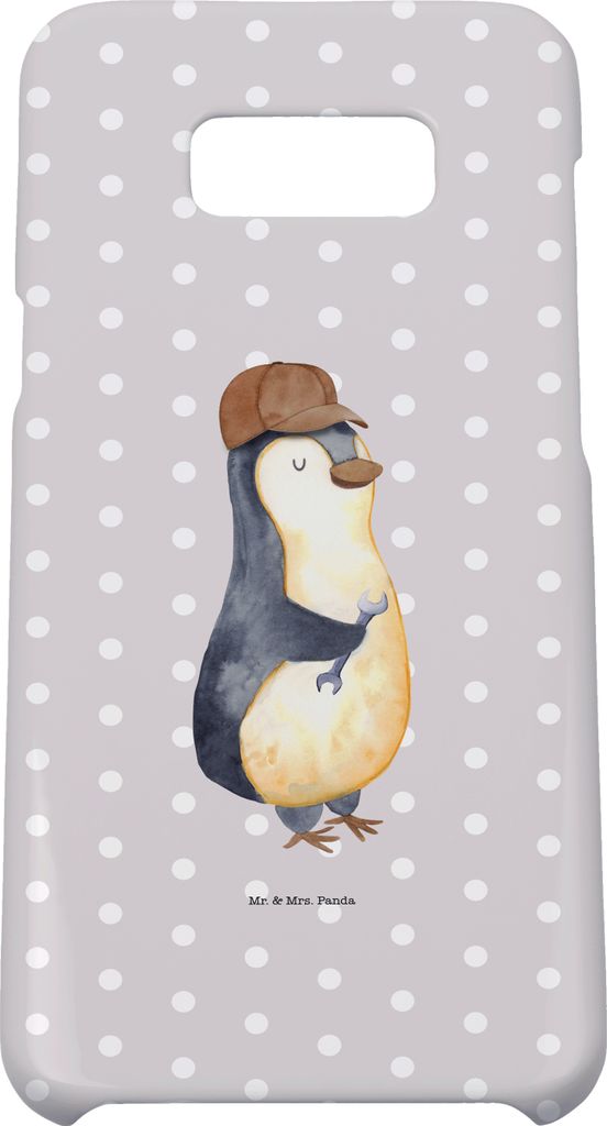 Mr. & Mrs. Panda Samsung Galaxy S8 plus Handyhülle Wenn Papa es nicht reparieren kann, sind wir am Arsch - Grau Pastell - Geschenk, Pinguin, Hüll...