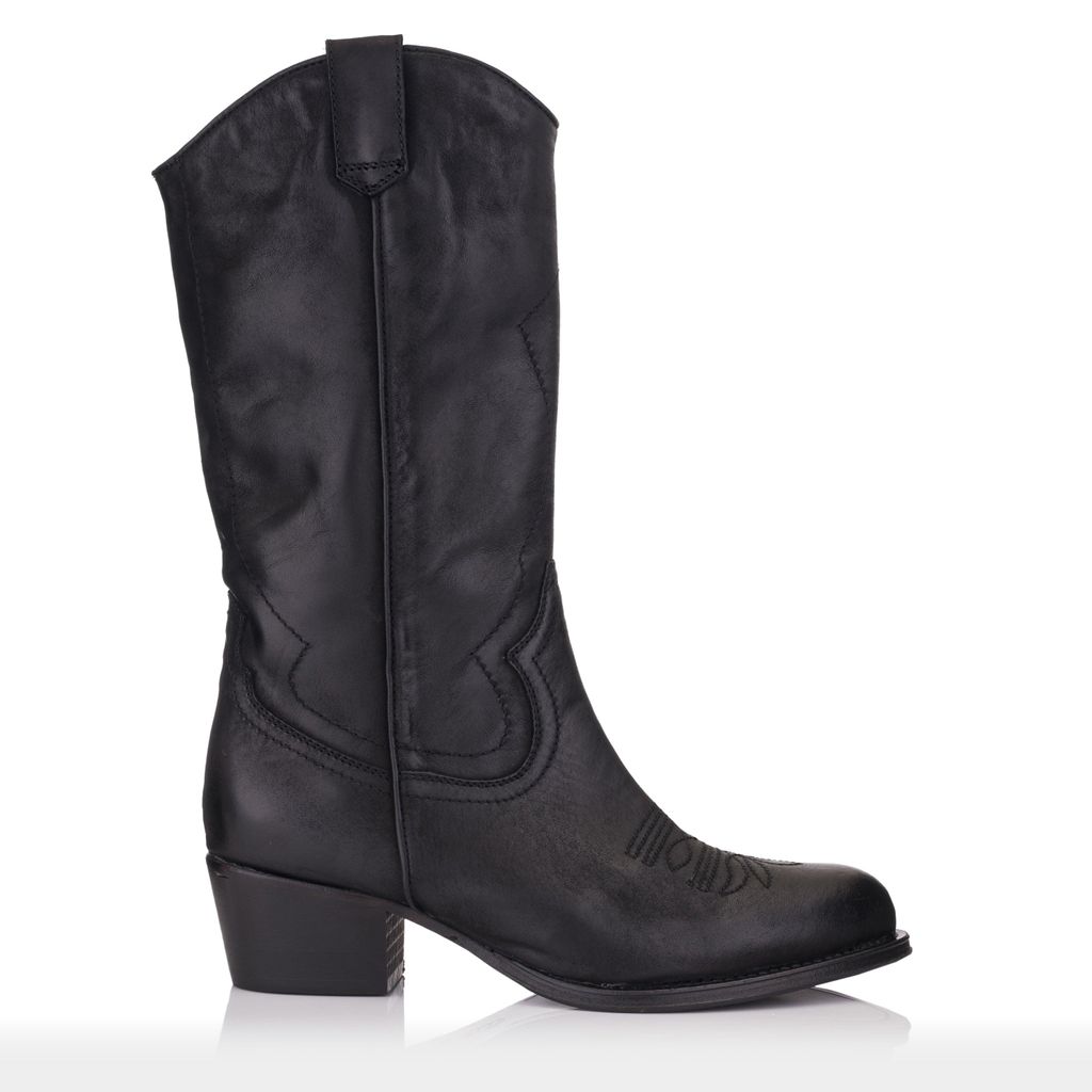 Omnio Cowboystiefel, schwarz, aus Wildleder und Leder Produktbild 