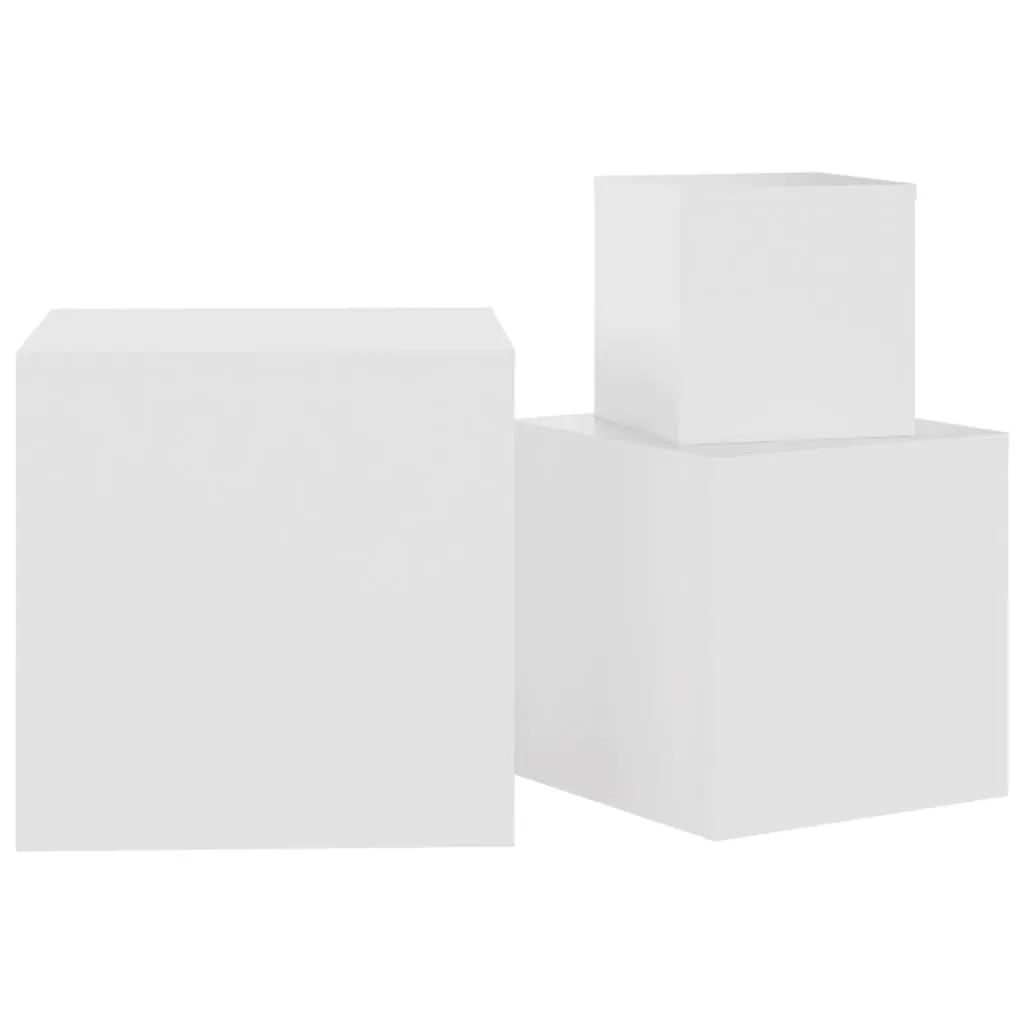 Lot de 3 Tables basses gigognes Blanches - Tables d'appoint en Bois vidaXL - 15