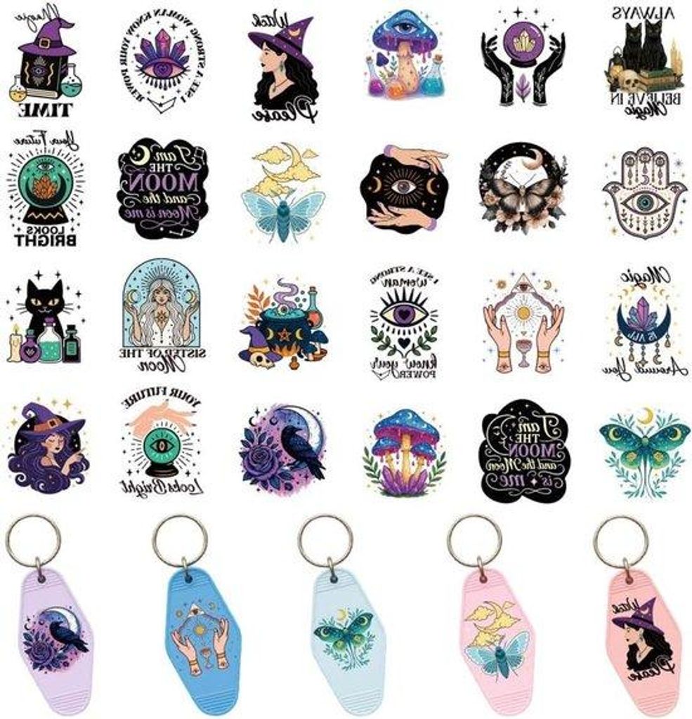 Acryl-Sticker-Set mit Gotischer Stil - 120 Stück - Handgemalt - Dekorative Accessoires