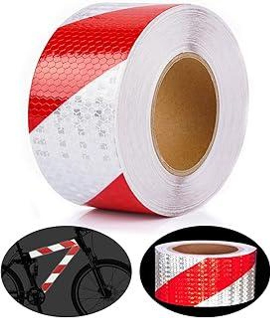 Reflektierendes Klebeband Rot & Weiß 25m X 5cm Selbstklebend Reflektor Klebeband Hohe Intensität Reflektorbänder Reflektoren Aufkleber Wasserdic...