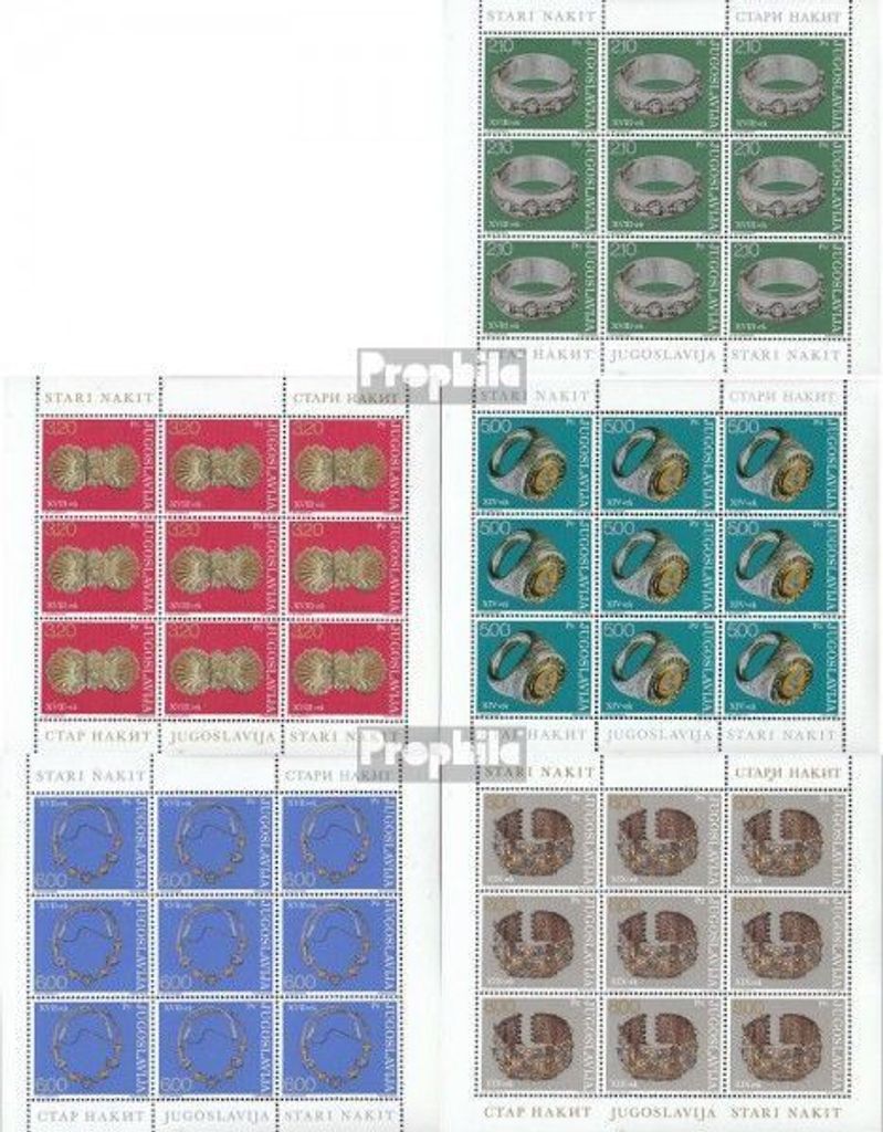 Briefmarken Jugoslawien 1975 Mi 1587-1592 Kleinbögen (kompl.Ausg.) postfrisch Museumsexponate