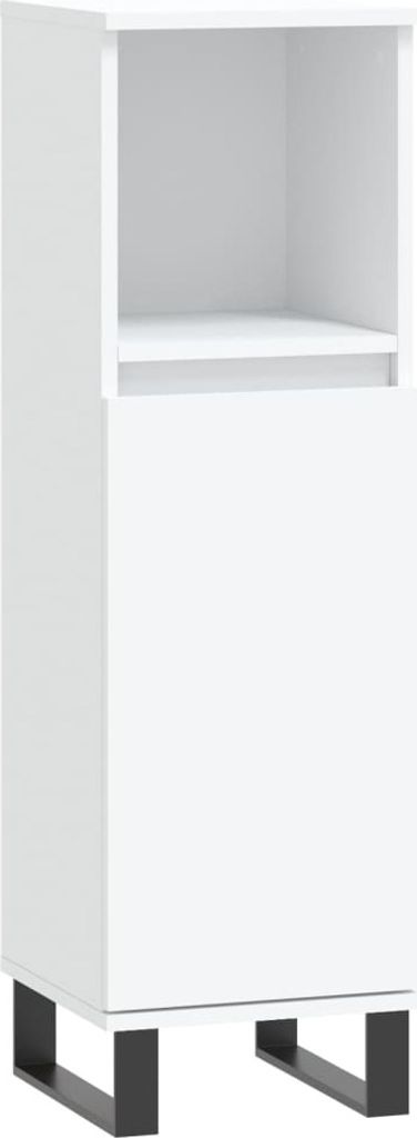 Badschrank Weiß 30x30x100 cm Holzwerkstoff
