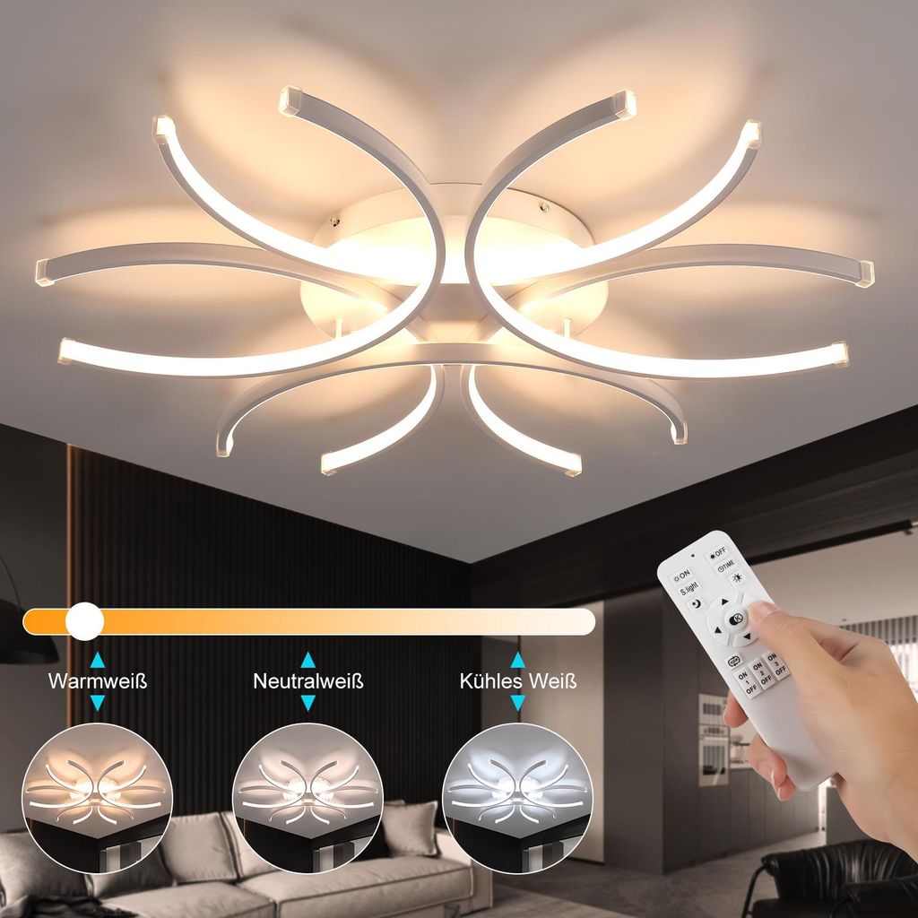 Modern LED Deckenleuchte 78cm, 6-C form Design, Dimmbare Produktbild 