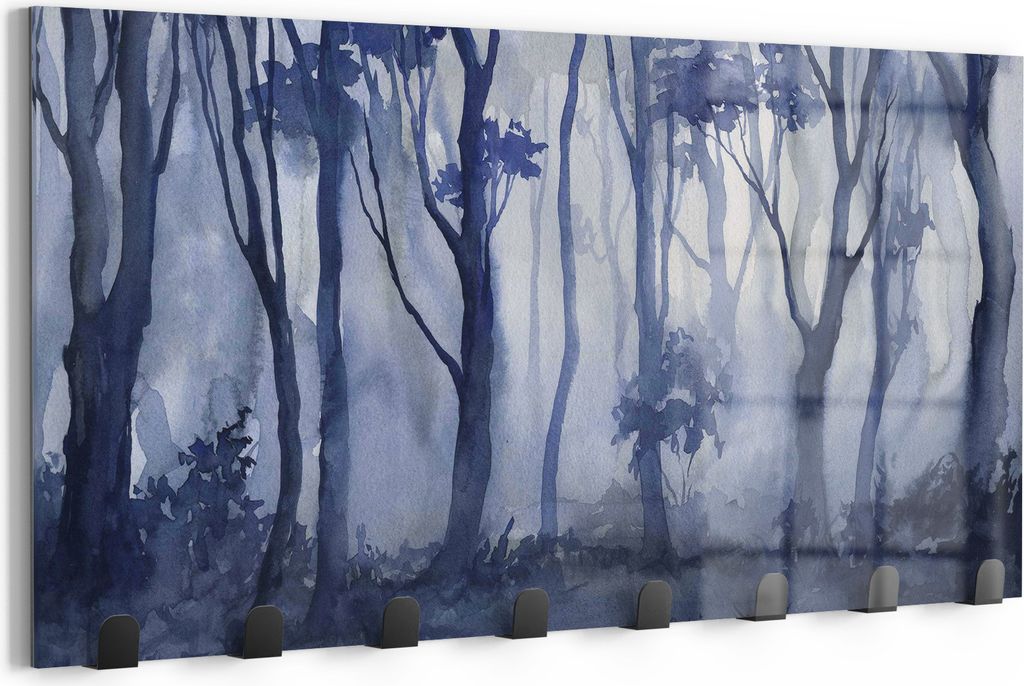 DEQORI Kleiderhaken Glas 60x30 cm 'Mystischer Waldtraum' Wand Garderobe beschreibbar Paneel