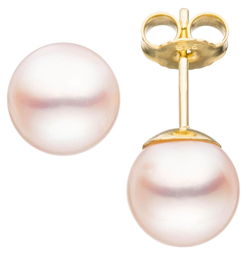 Paar Ohrstecker mit Akoya Perlen 8,5mm rund 585 Gold Produktbild 