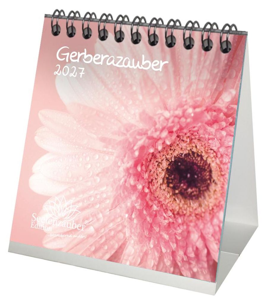 Gerberazauber Tischkalender 10x10cm für 2027 Gerbera und Blüten - Seelenzauber