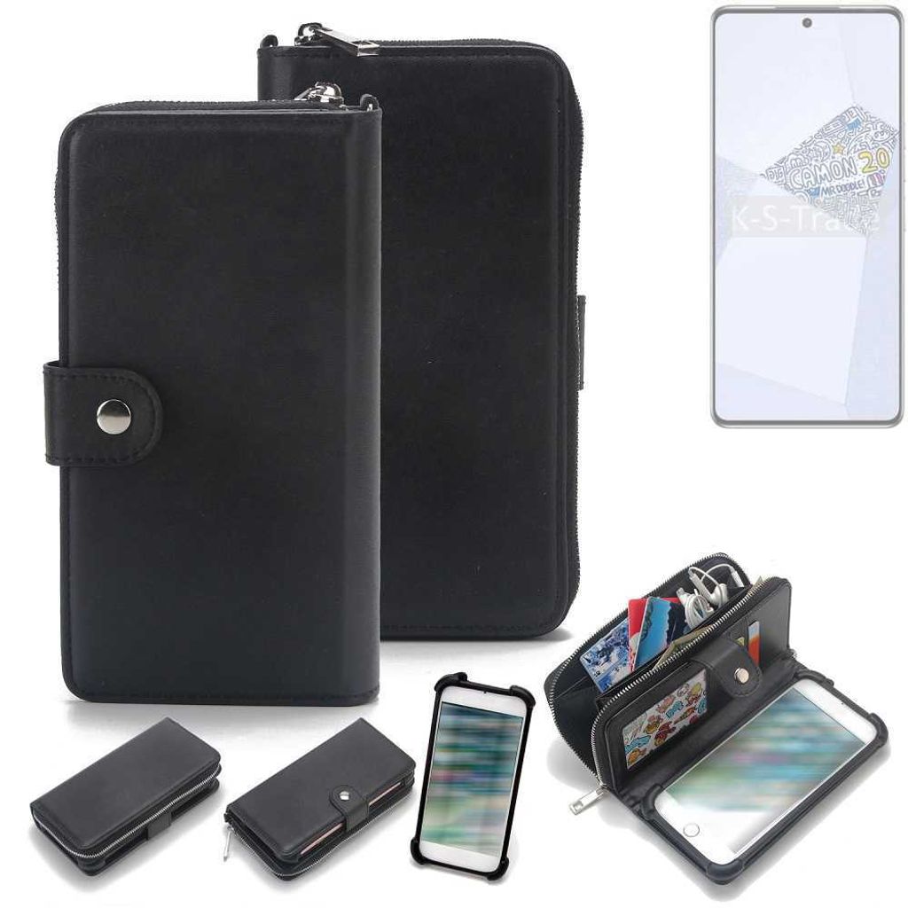 K-S-Trade 2in1 Handyhülle Schutzhülle kompatibel mit Tecno Camon 20 Premier 5G & Portemonnee Cover Handy Hülle Case Etui Geldbörse Wallet