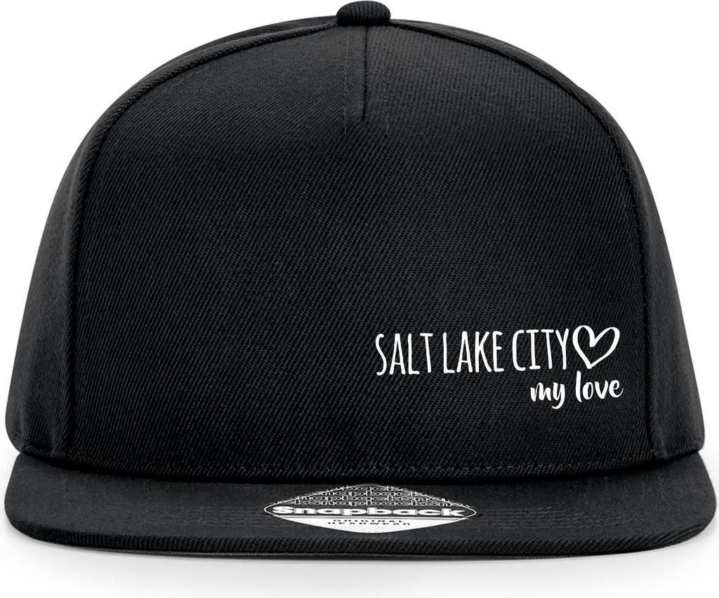 Huuraa Cappy Mütze Salt Lake City my love Black Polyester Snapback Kappe Geschenkidee