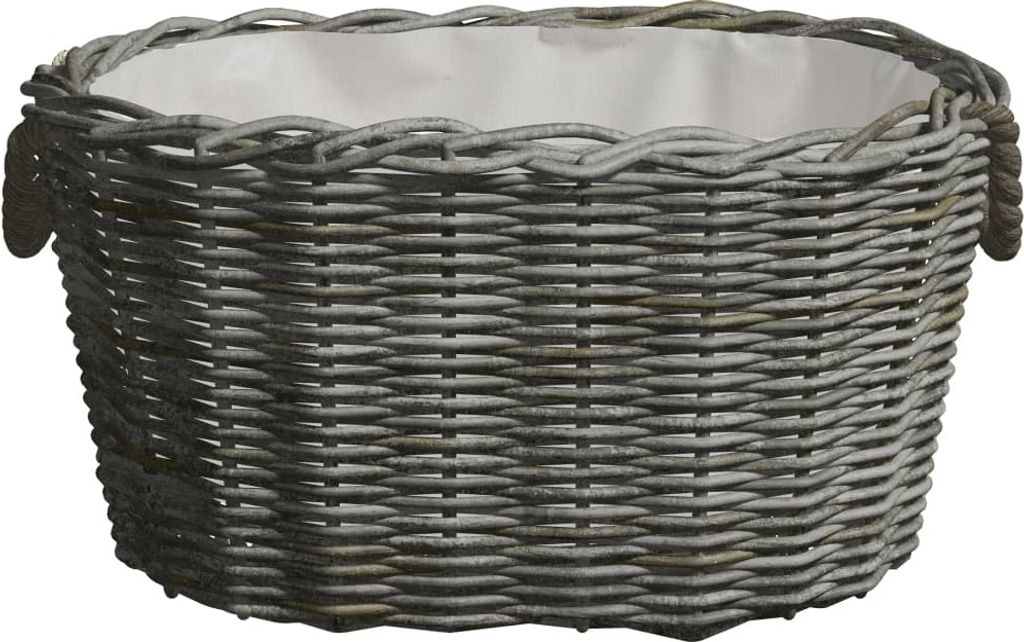 vidaXL Holzkorb mit Tragegriffen 59x42x28 cm Grau Weide Produktbild 