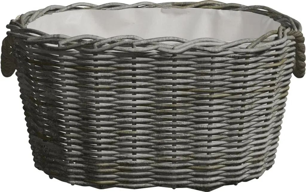 vidaXL Cestino in legno con maniglie 59x42x28 cm Vimini grigio