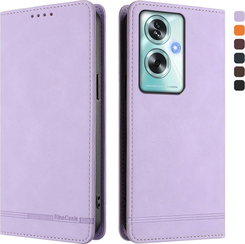 Hülle für Oppo A79 5G, Retro Kunstleder Ständer Klapphülle mit Kartenfächer und Magnetische Violett