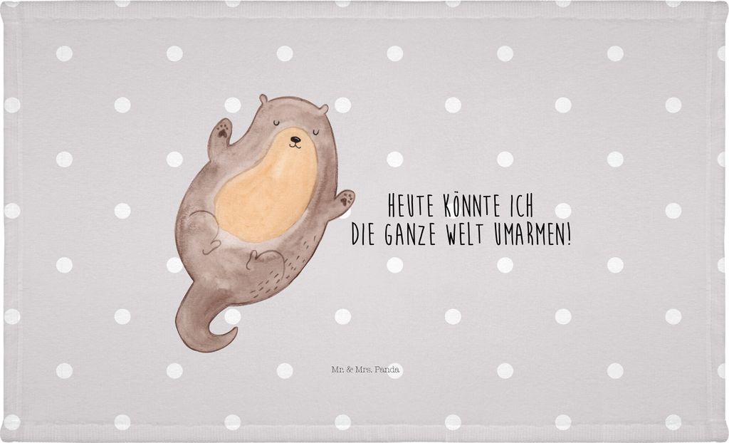 Mr. & Mrs. Panda Handtuch 50x100 Otter Umarmen - Grau Pastell - Geschenk, frottee, Optimistisch, Hallo, baumwolle, Flauschtuch, gesichtshandtuch, g...
