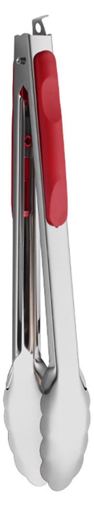 Servierzange mit rutschfestem Silikongriff, rotem Griff, hitzebeständigem Edelstahl-Lebensmittelclip, ideal für Küche, Grill, Buffet und zum Abt...