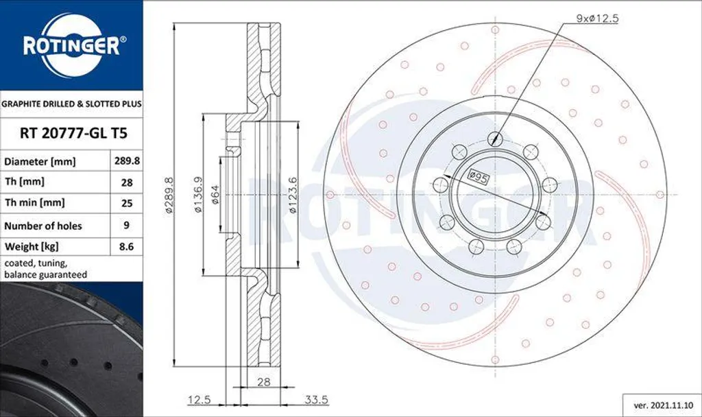 Disque de frein RT 20777-GL T5 anti-corrosion pour Daily OE 2996121