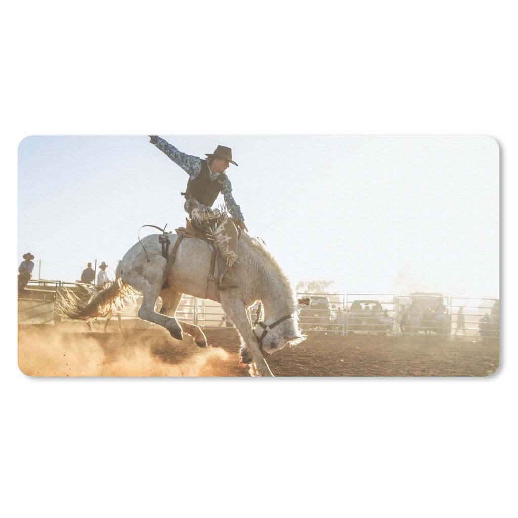 MuchoWow Schreibtischunterlage Pferd - Cowboy - Stoff 80x40 cm - XXL Mauspad - Gaming Mauspad