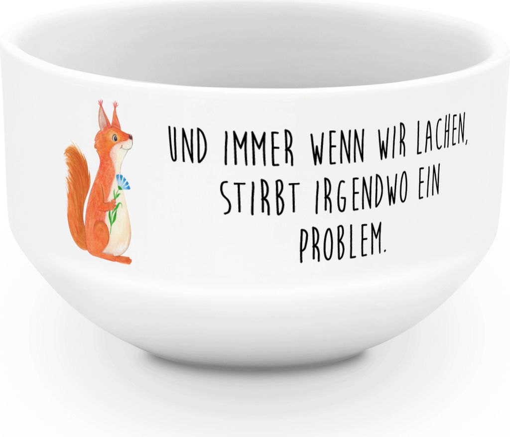 Mr. & Mrs. Panda Schüssel Eichhörnchen Blume - Weiß - Geschenk, frühstücksbowl, Gute Laune, Dessertschüssel, Spruch Positiv, Motivation Sprü...