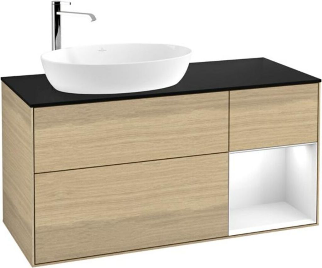 V&B Waschtischunterschrank Finion 120cm, Pl bla m, Reg glo wh. Lac, Oa ven