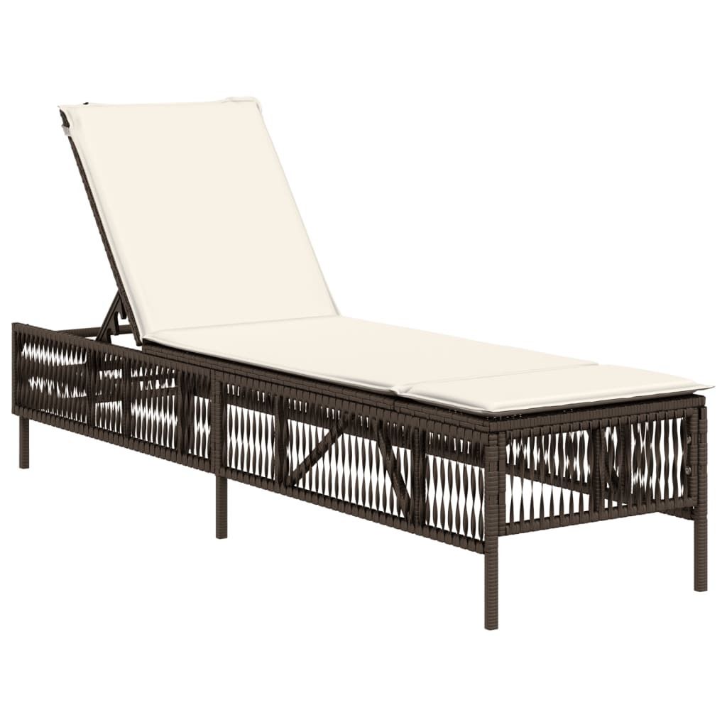 vidaXL Sonnenliege mit Auflage Braun Poly Rattan Produktbild 