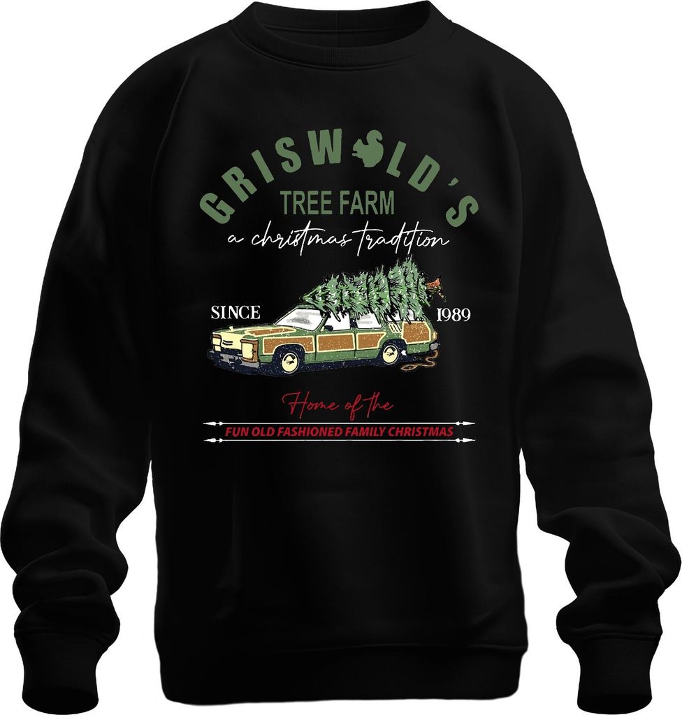 Griswold's Tree Farm Family Christmas - Weihnachten Xmas Uni Weihnachtspullover, Schwarz, L