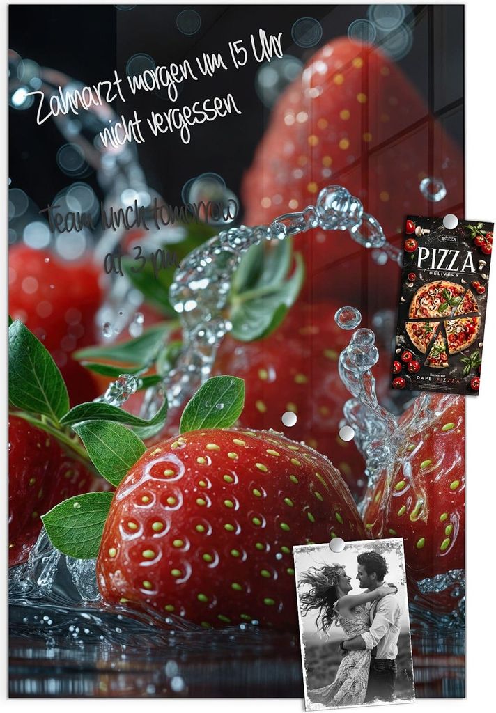 Magnettafel 60x90cm Pinnwand Whiteboard beschreibbar - Frische Erdbeeren
