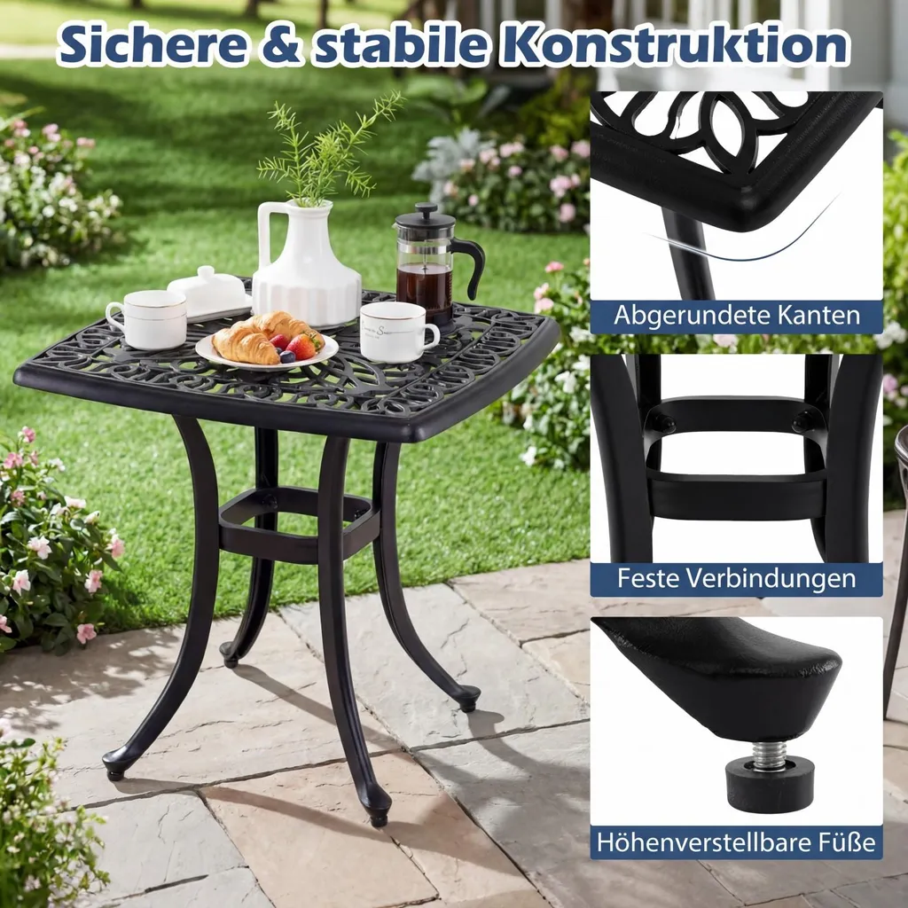 Table d'appoint extérieure avec trou pour parasol et patins réglables - 6