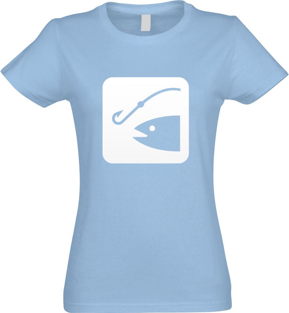 Kiwistar - T-Shirt tailliert - Damen - himmelblau - Angelplatz Stelle Ort Piktogramme - mit Motiv Bedruckt - Funshirt Design - Sport - Freizeit - D...