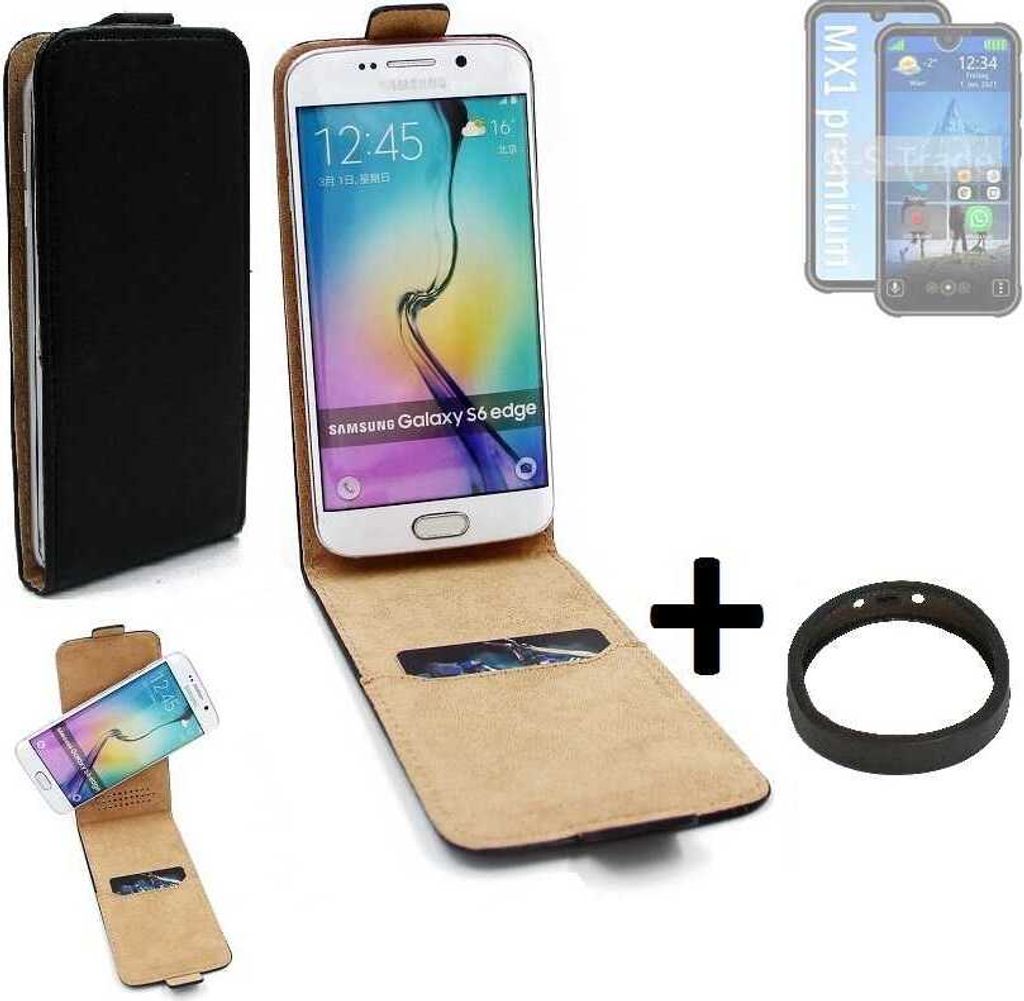 K-S-Trade TOP SET Handyhülle kompatibel mit Bea-fon MX1 premium 360° Flipstyle Schutzhülle Smartphone Tasche schwarz + TPU Bumper, Case Hülle Flip