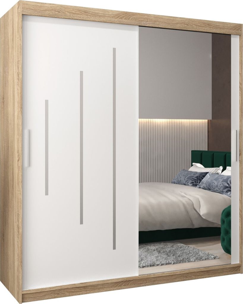 Kleiderschrank, Schiebetürenschrank Schlafzimmer, Schrank mit Spiegel YORK 2 180 cm