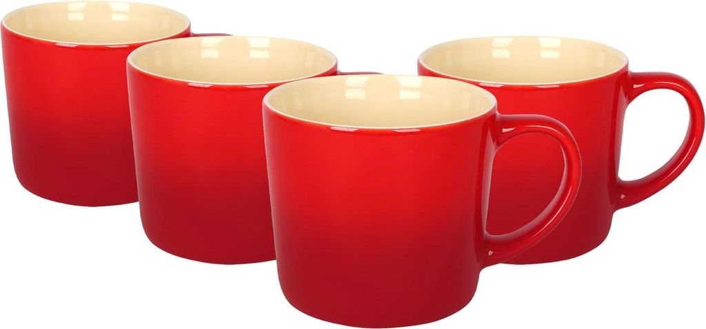Argon Ta Tassen aus neuem Bone China – 330 ml – Rot Ombre – 4er-Pack