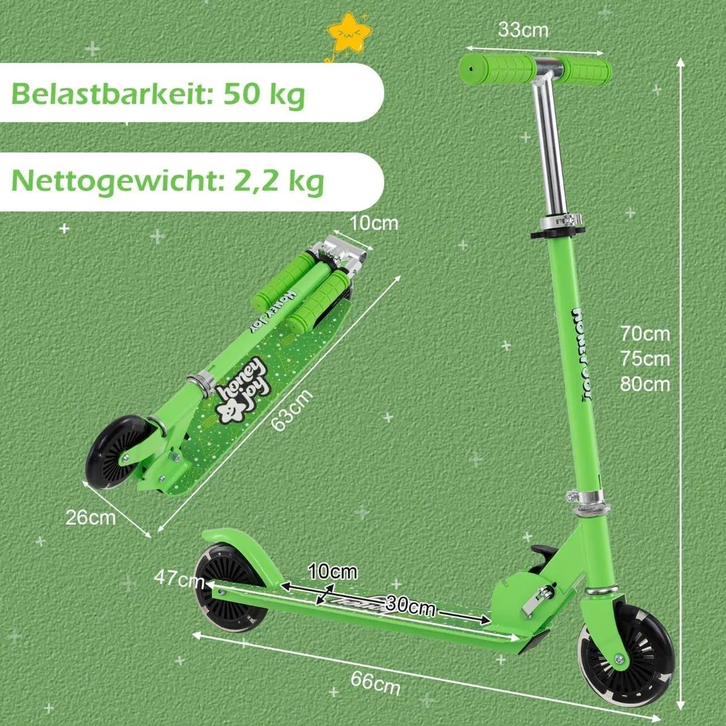 Patins à trois roues pour petits, trottinette pliable à guidon ajustable - 2