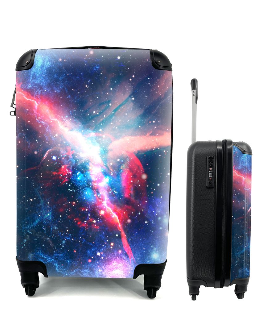 MuchoWow Koffer Handgepäck Trolley Rollkoffer Kleine Reisekoffer mit 4 Rollen - Farben - Raum - Licht - Cabin Size < 55x40x23 cm & 55x40x20 cm -...