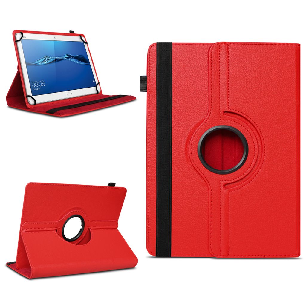 Tablet Hülle für Huawei MediaPad T1 T2 T3 T5 10 Tasche Case 360 Drehbar CoverFarben:Rot