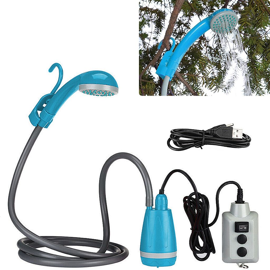 Tragbare Camping-Dusche Outdoor-Camping-Dusche Pumpe Wiederaufladbarer Duschkopf fuer Camping Wandern Reisen