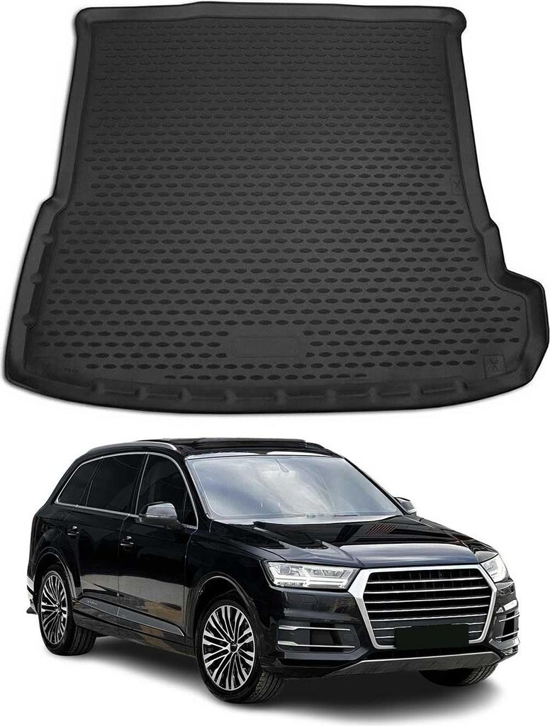 Kofferraummatte Kofferraumwanne für Audi Q7 4M 2015-2025 Gummi TPE Schwarz