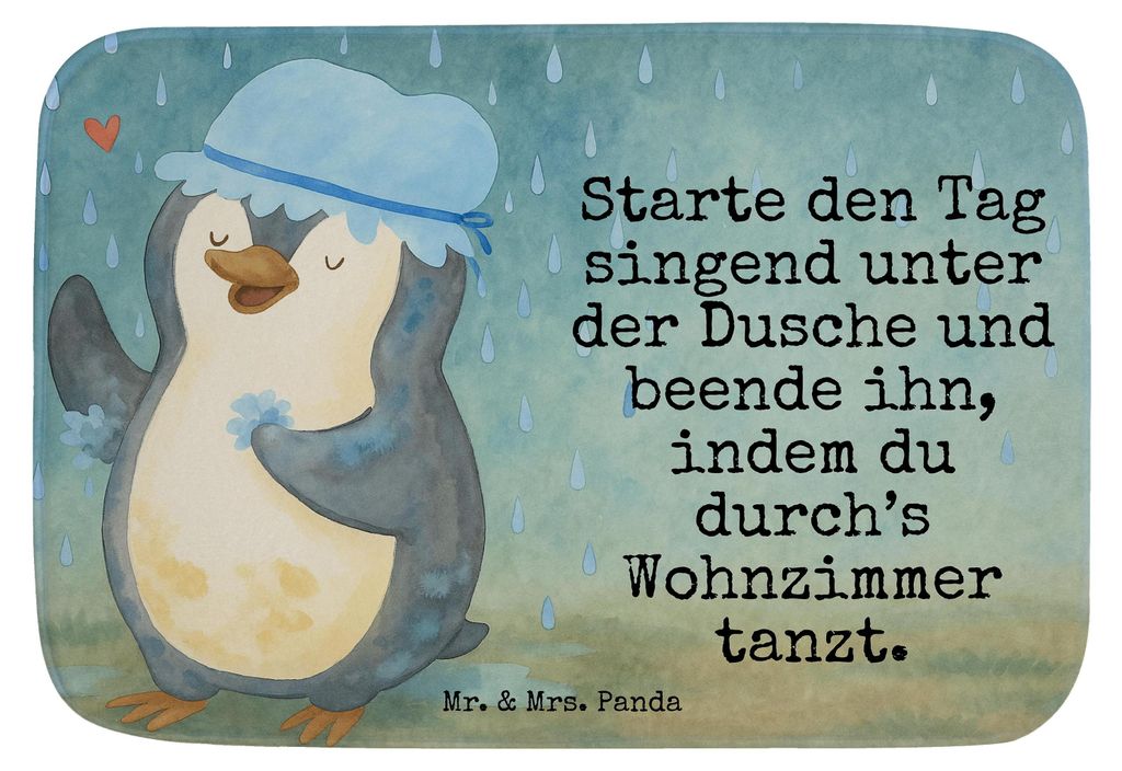 Mr. & Mrs. Panda Duschvorleger Pinguin Duschen Design - Weiß - Geschenk, Singen, Dusche, Badematte, Baden, badezimmermatte, Badezimmerteppich, Bad...