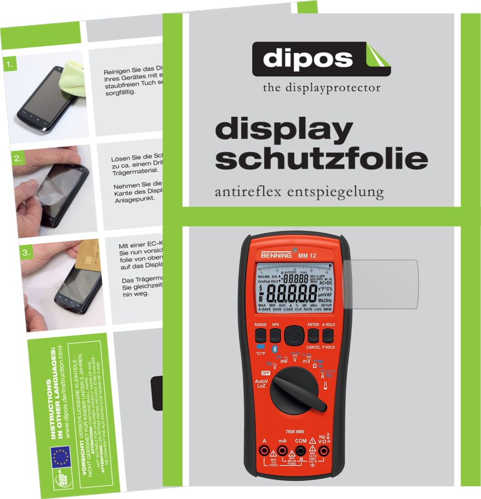 1x Schutzfolie für Benning MM 12 Messgerät matt Displayschutzfolie Folie Display Schutz dipos