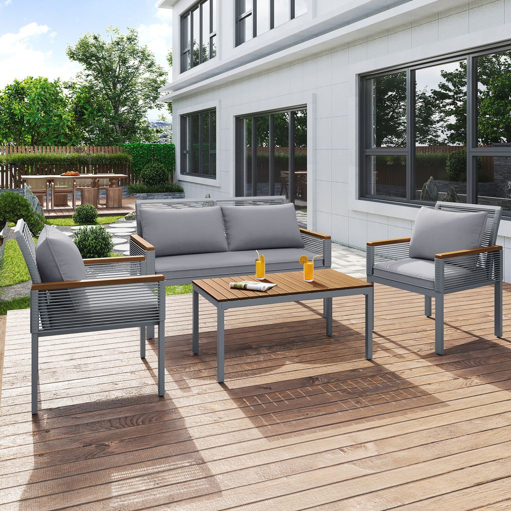 Flieks Gartenlounge Set 4er Set, Gartenmöbel Set Rattan mit Produktbild 12