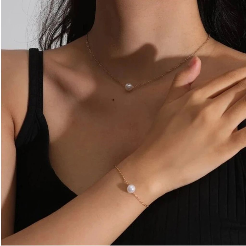 Weiß Perle Schmuck Sets Halskette Armband Große Perle Sets Für Frauen Partei Schmuck Weihnachten Geschenk silber