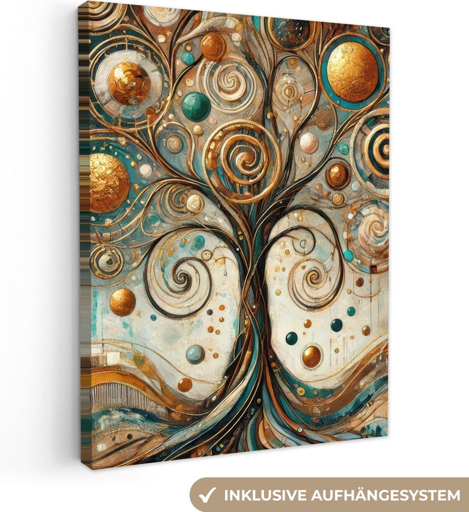 MuchoWow - Leinwandbilder - Baum des Lebens - Baum - Abstrakt - Modern, Wandbild, Wanddeko Bilder Wohnzimmer, 90x120 cm