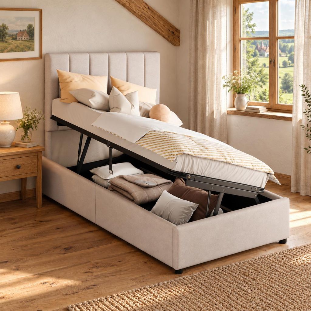 Letto imbottito 90x200 cm, letto per bambini/ragazzi con Immagine del prodotto 