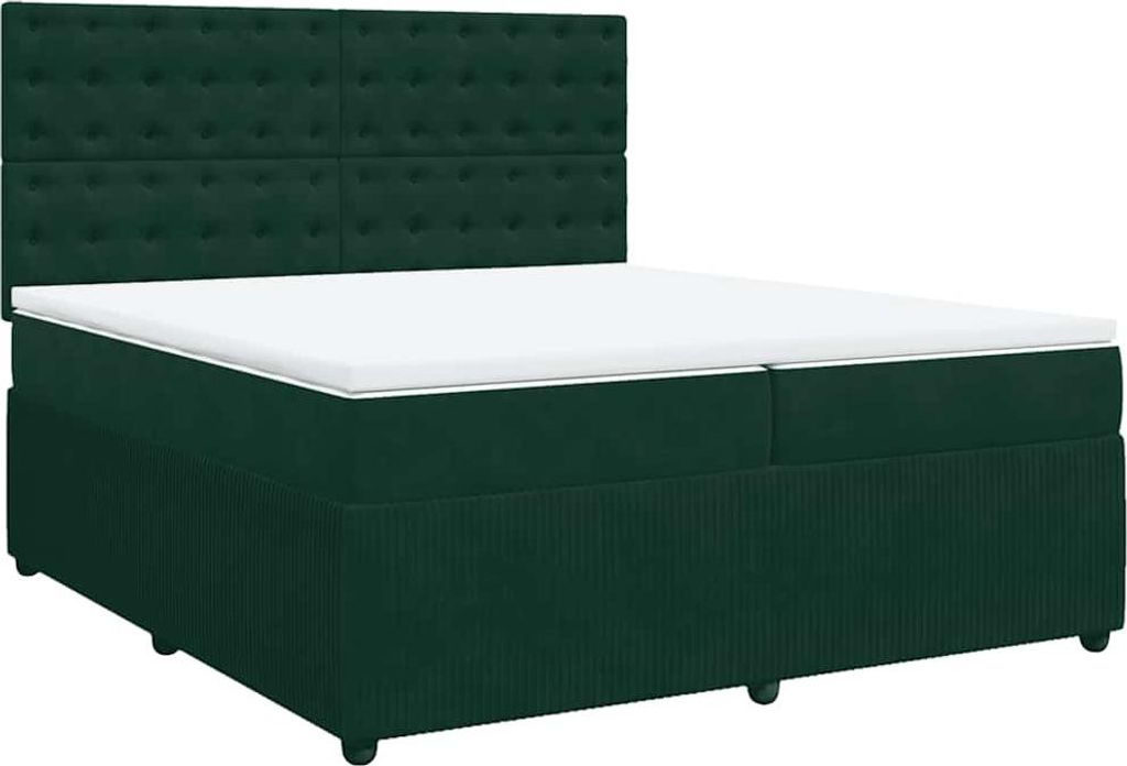 vidaXL Boxspringbett mit Matratze Dunkelgrün 200x200 cm Samt