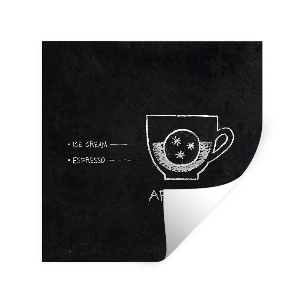 MuchoWow Wandtattoo Wandsticker Wandaufkleber Kaffee - Affogato - Zitate - Text - Retro 100x100 cm Selbstklebend und Repositionierbar - Wierderve...