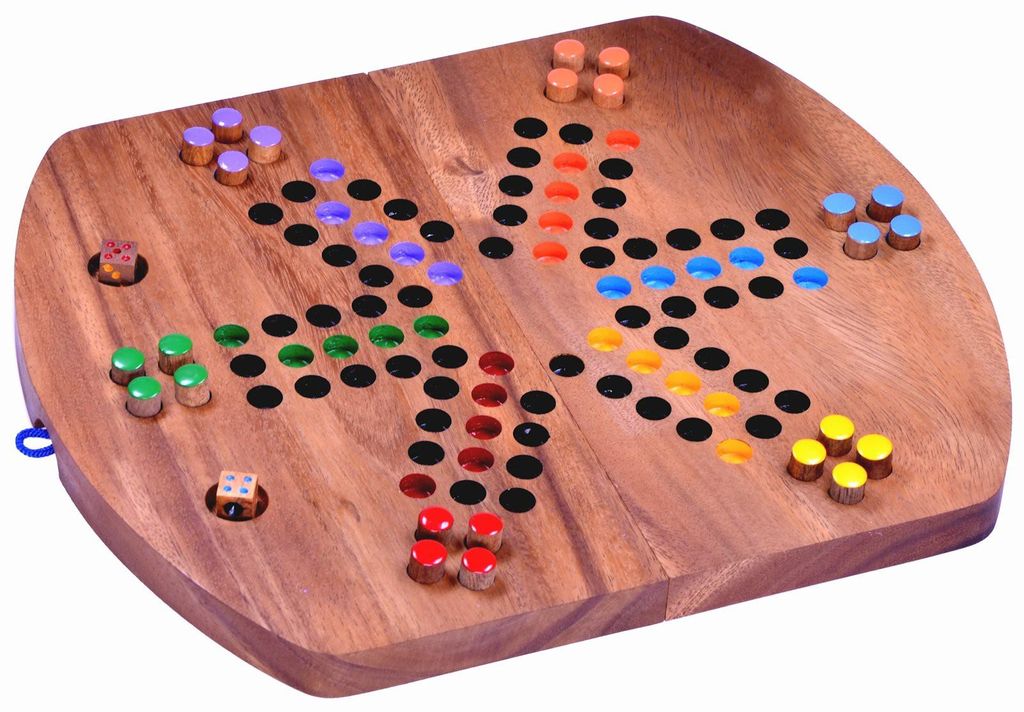 Ludo – Würfelspiel aus Holz für 2–6 Spieler mit Klappbrett Produktbild 