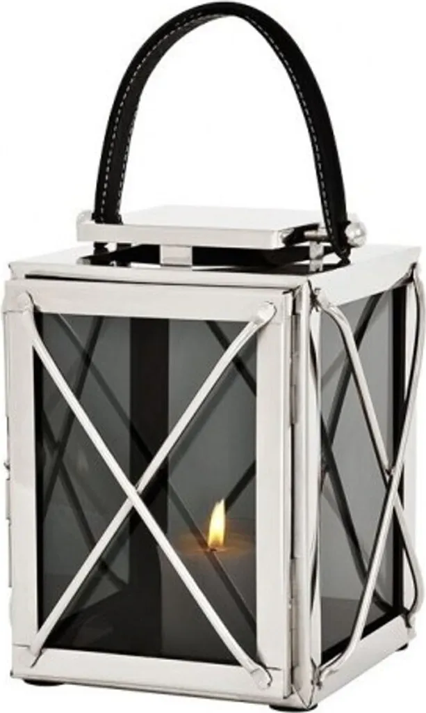 Lanterne en Nickel Brillant 18x18x25 cm Design Haute Qualité de Luxe