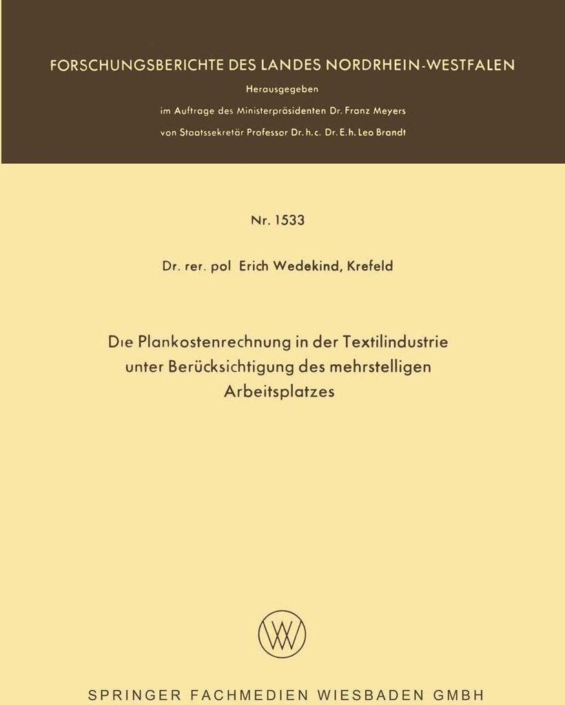 Die Plankostenrechnung in der Textilindustrie unter Berücksichtigung des mehrstelligen Arbeitsplatzes