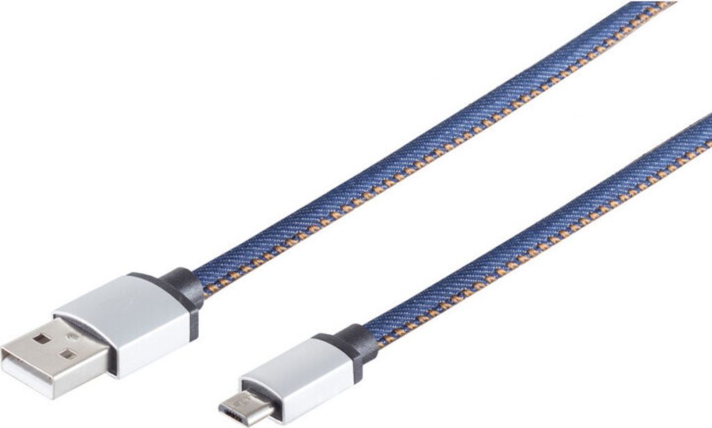 USB-Ladekabel A Stecker auf USB Micro B, blau 2m