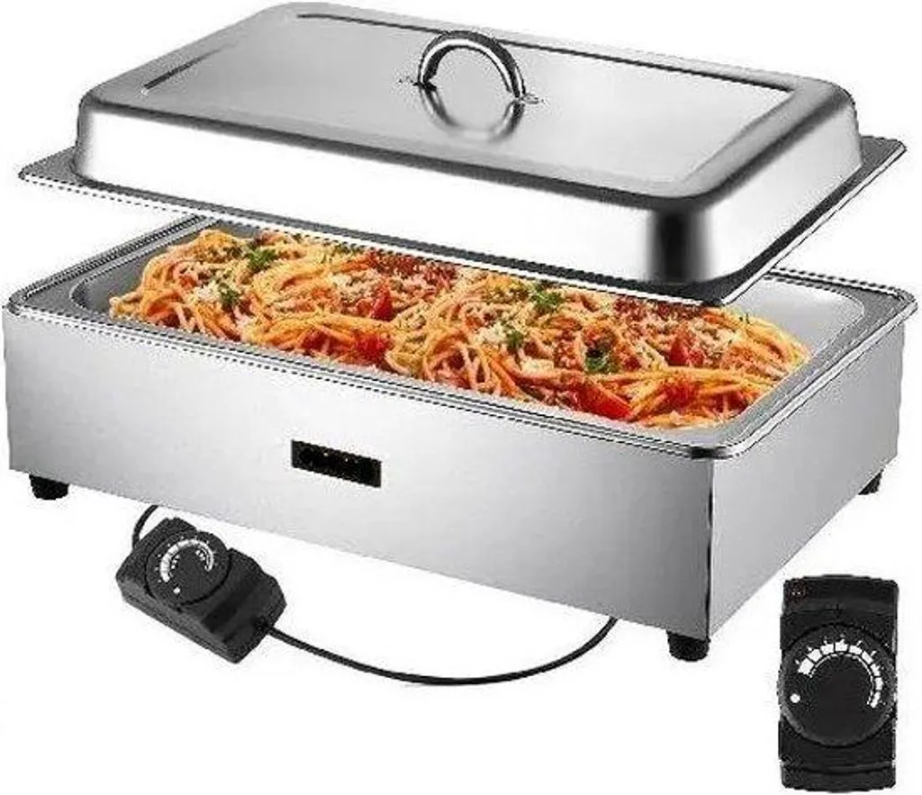 Gardez vos repas au chaud avec ce chauffe-plat électrique argenté efficace