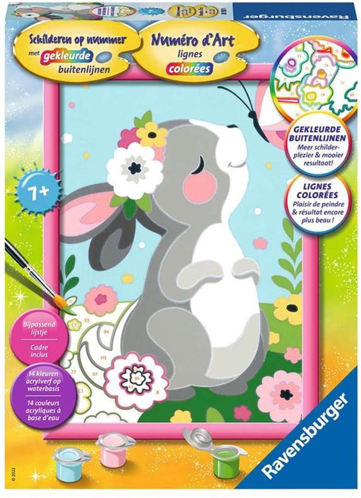 Ravensburger Malen nach Zahlen Classic Serie D Hase mit Schmetterling - Malset